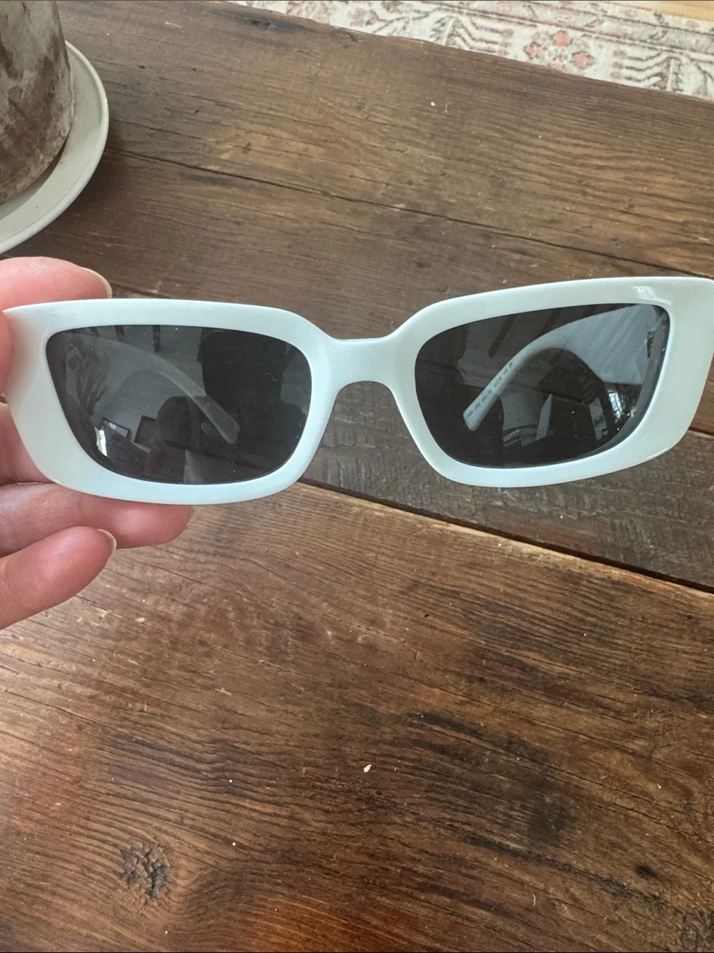 Versace White Cat-Eye Sunglasses with Gold V Emblem